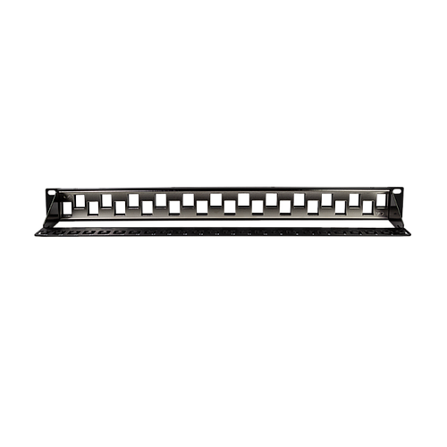 19" Patchpanel für 24 Cat.6A-Module, 1 HE, unbestückt, schwarz