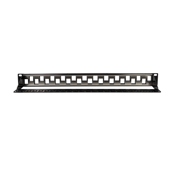 19&quot; Patchpanel für 24 Cat.6A-Module, 1 HE, unbestückt, schwarz