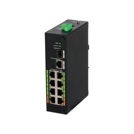 Unmanaged Industrial Switch (L2) mit 8 ePoE-Ports + 1 Gigabit-Internet Uplink Port + 1 Gigabit-Glasfaser SFP-Port