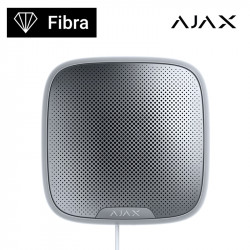 Ajax Fibra StreetSirene, Bus-Außensirene, weiß. Einstellbare Lautstärke, 81-113 dB in 1 m Entfernung. Verbrauch 100µA, kann mit Hub Hybrid verwendet werden