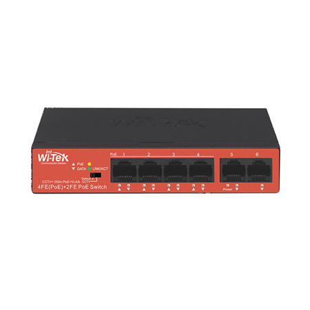 WITEK 6-PORT 48V 100MBps MIT 4-PORT POE SWITCH (35W)