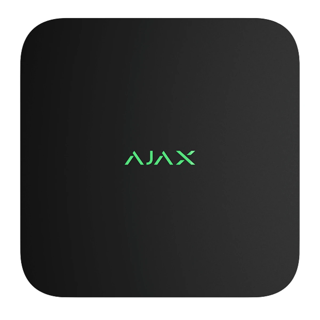 AJAX 8 Kanal NVR IP Rekorder | 4K | Alarmverifizierung | Bewegungserkennung | H.265 | ONVIF | Schwarz