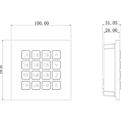 GOLIATH Hybrid IP & 2-Draht Video Türsprechanlage | Keypad Modul | Blindenschrift | Beleuchtung