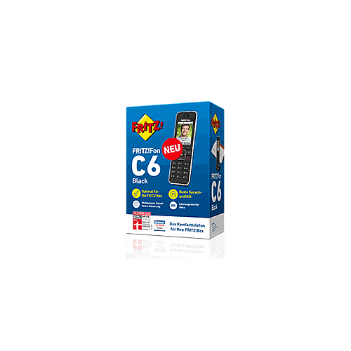 AVM Fritz!Fon C6 DECT-Basisstation, Anrufbeantworter, HD-Telefonie, Schnurlostelefon, schwarz 